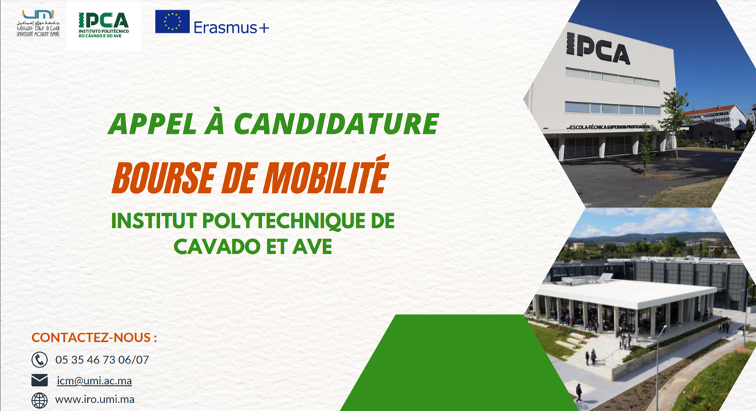 Appel à candidature pour la mobilité Erasmus+ (KA 171) à L’Université Polytechnique de Cávado et Ave Barcelos Portugal