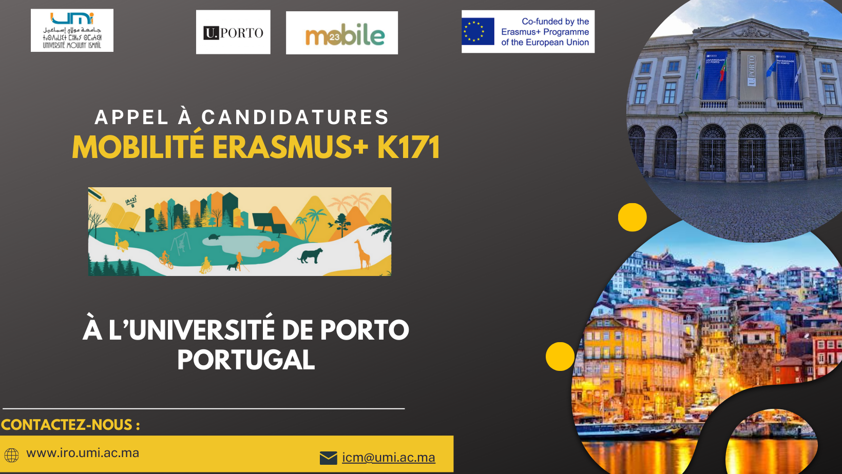 Appel à Candidature pour bourses de mobilité Erasmus+ à l’Université de Porto au Portugal (Mobile 23)