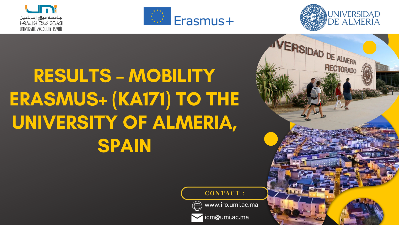 Résultats de la sélection des candidats aux bourses de mobilité Erasmus+ KA107 vers l’Université d’Almería (Espagne)