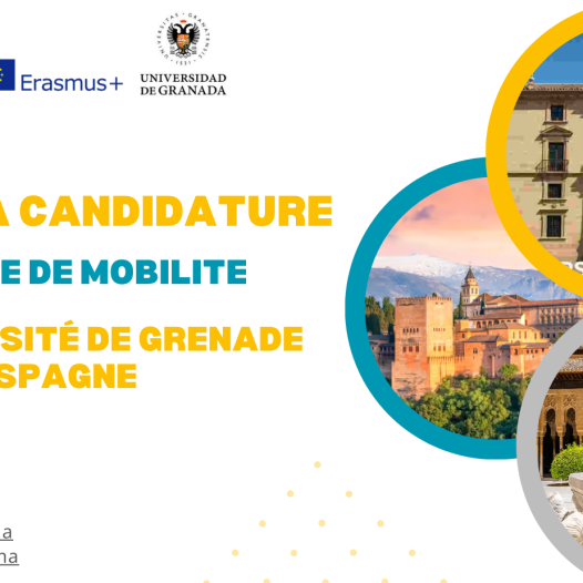 Appel à candidature pour la mobilité Erasmus+ (KA 171) à L’Université de Grenade Espagne