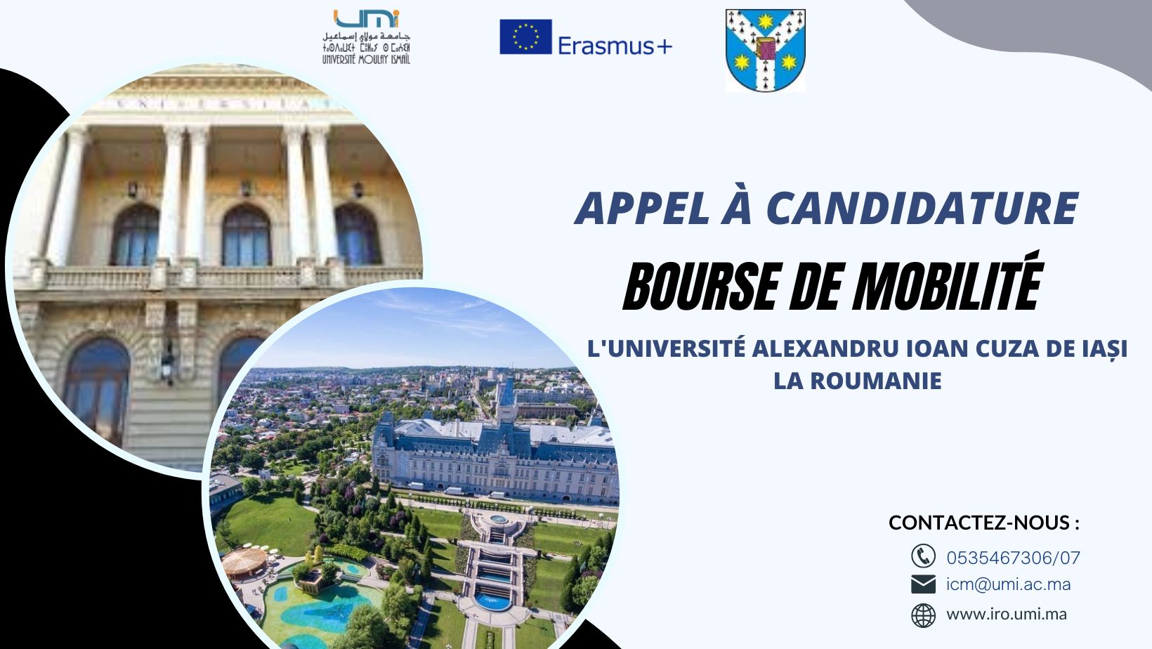 Appel à candidature pour la mobilité Erasmus+ (KA 171) à l’Université Alexandru Ioan Cuza de Iași en roumanie